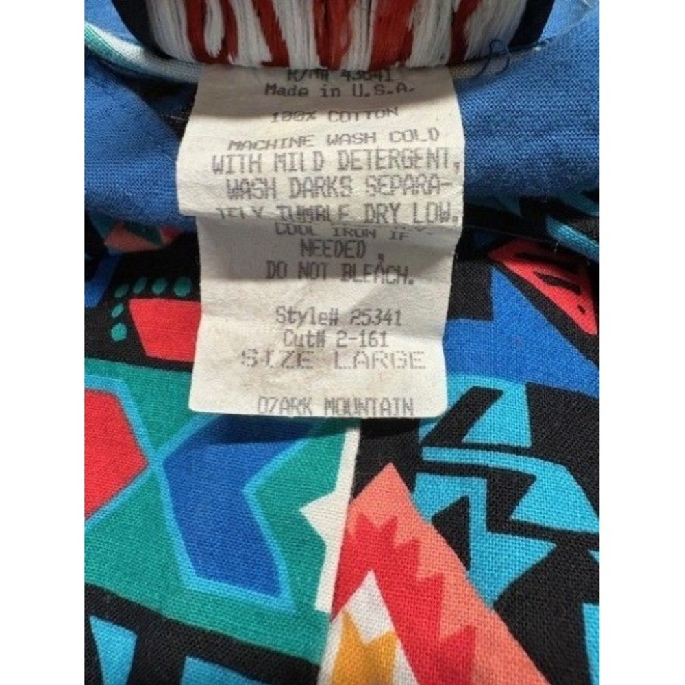 Ozark Mountain Jean Co. Vintage Multicolor Button-Up Shirt With Aztec Print Deni - Picture 4 of 4